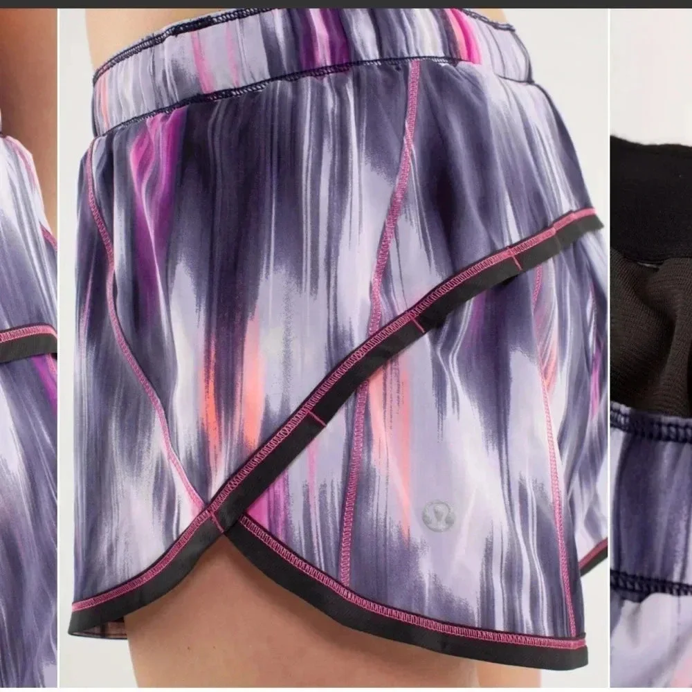 Lululemon Run Roll Down Size 6 Short Mirage Deep Indigo Built -In Underwear